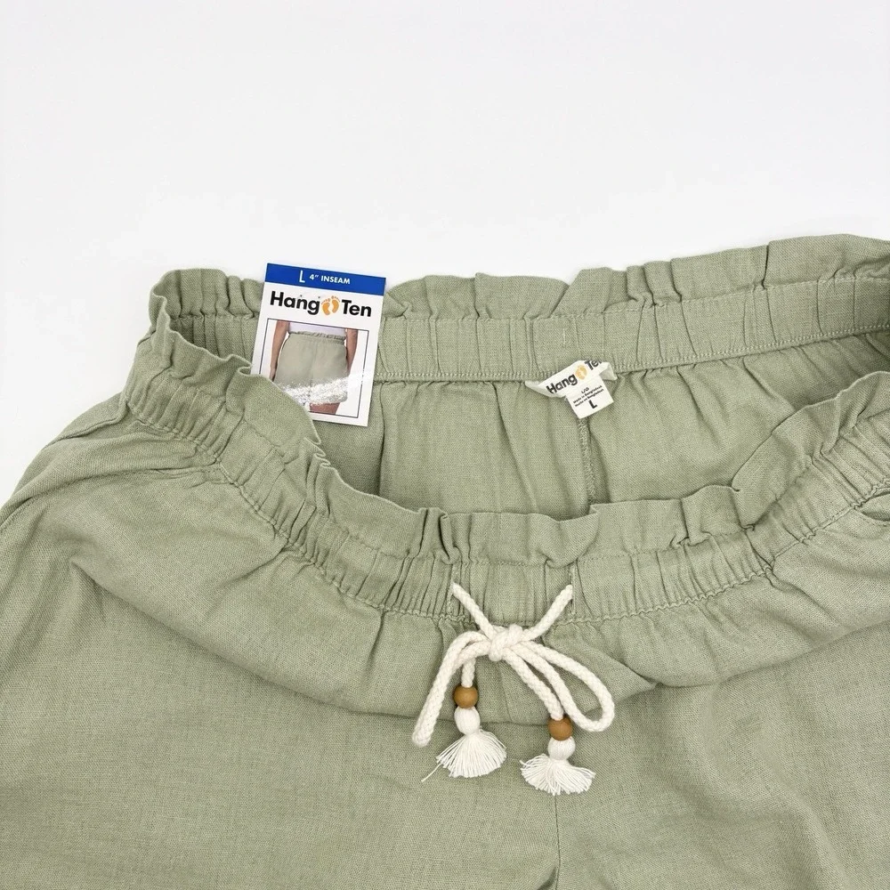 Hang Ten Women's Linen Blend Short, Green, Size L
